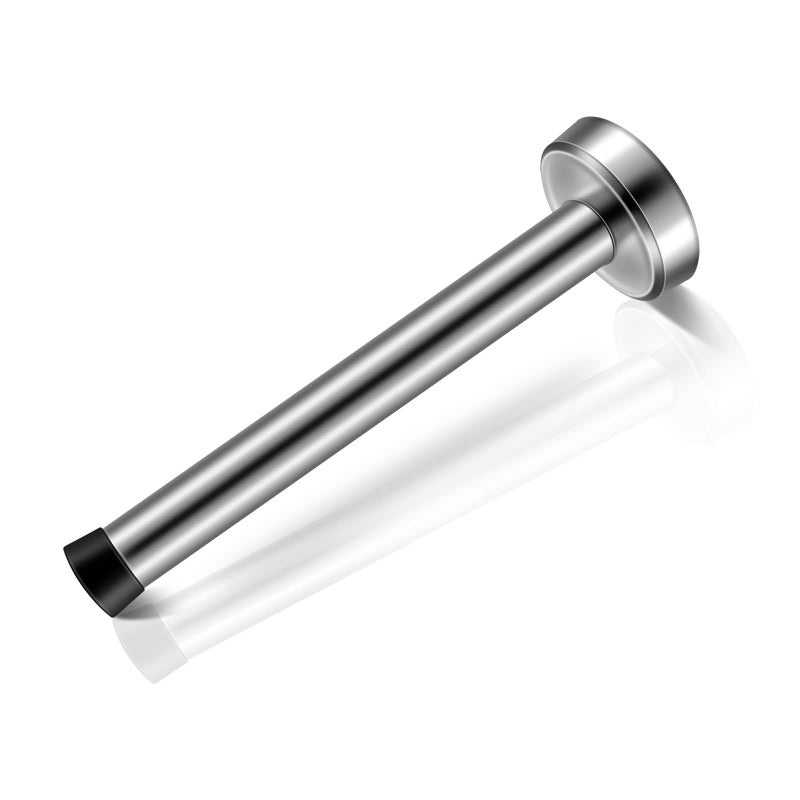 HUTLON 8 Inch Long Door Stop, Stainless Steel Extra Long Door Stopper, Wall Mounted, Brushed Nickel Solid Rigid Doorstop with Rubber Wall Protector Bumper, Silver - Image 1